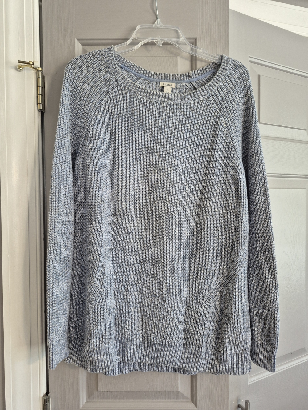 L.L. Bean Women's Pale Blue Ribbed Crewneck Sweater